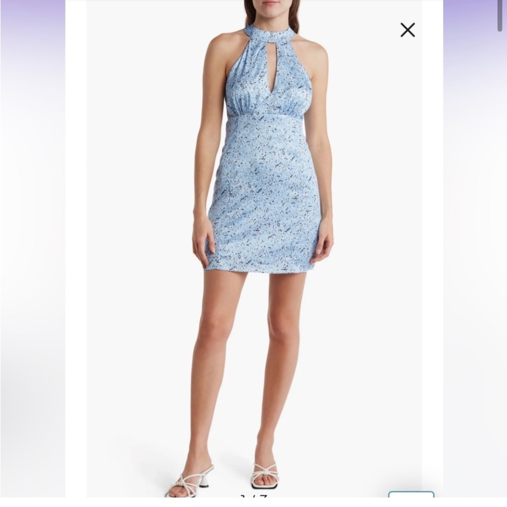 NWT Lush halter cutout minidress blue size M